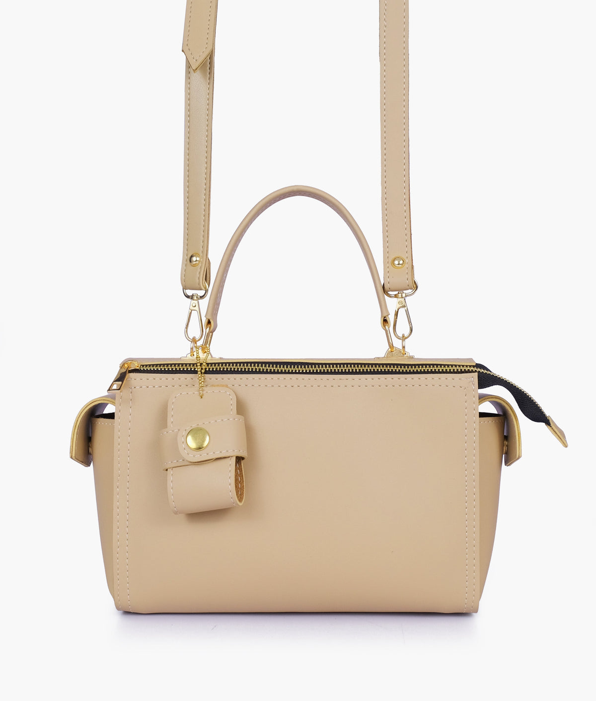 Beige Bowling Bag with Top Handle