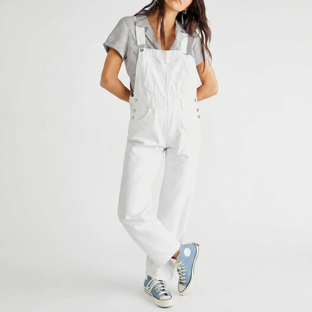 | Denim Utility Overalls with Relaxed Fit Comfort For Women
