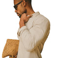 Stretch Linen Blend Cuban Collar Shirt