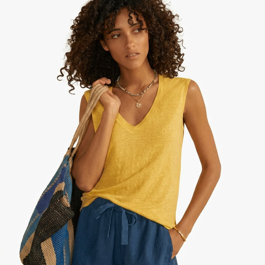 Linen jersey tank
