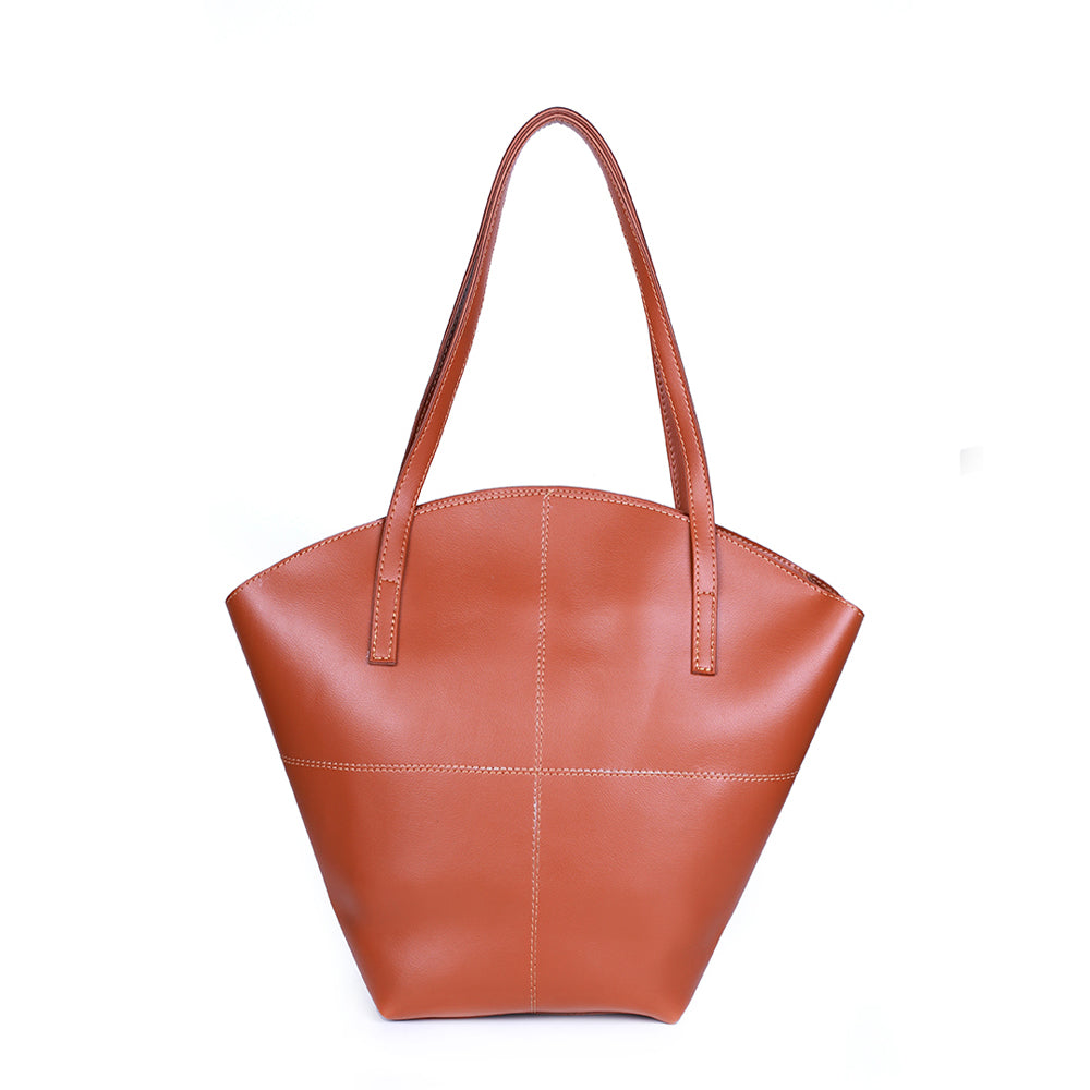 Alpha Brown PU Leather Tote Bag