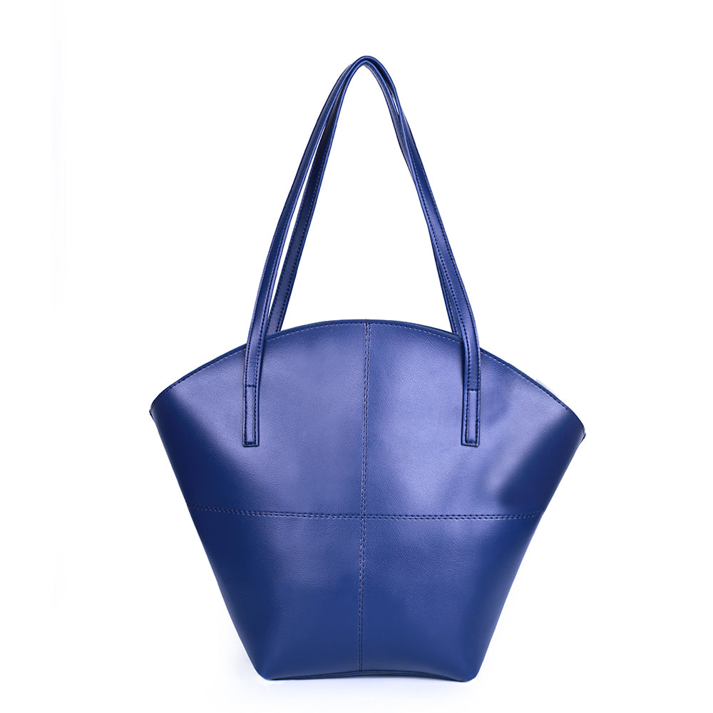 Alpha Blue PU Leather Tote Bag