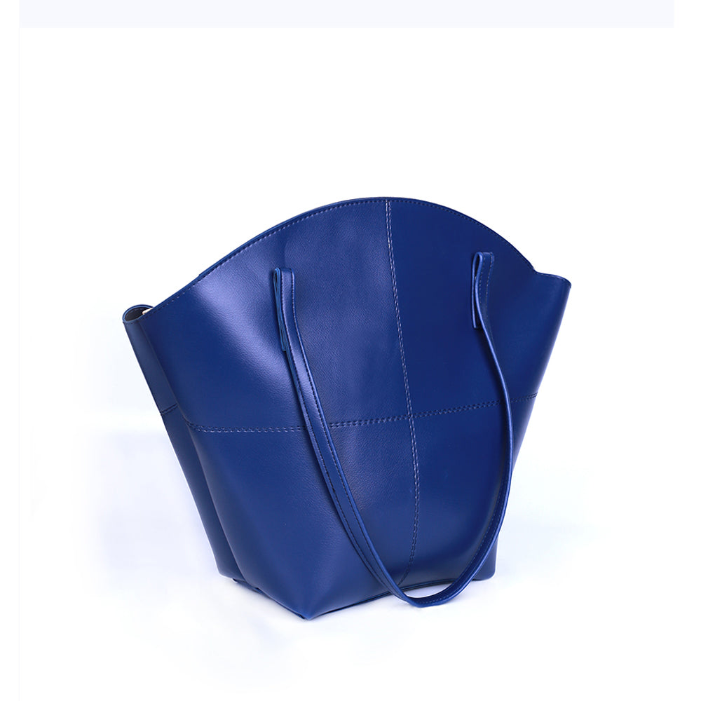 Alpha Blue PU Leather Tote Bag