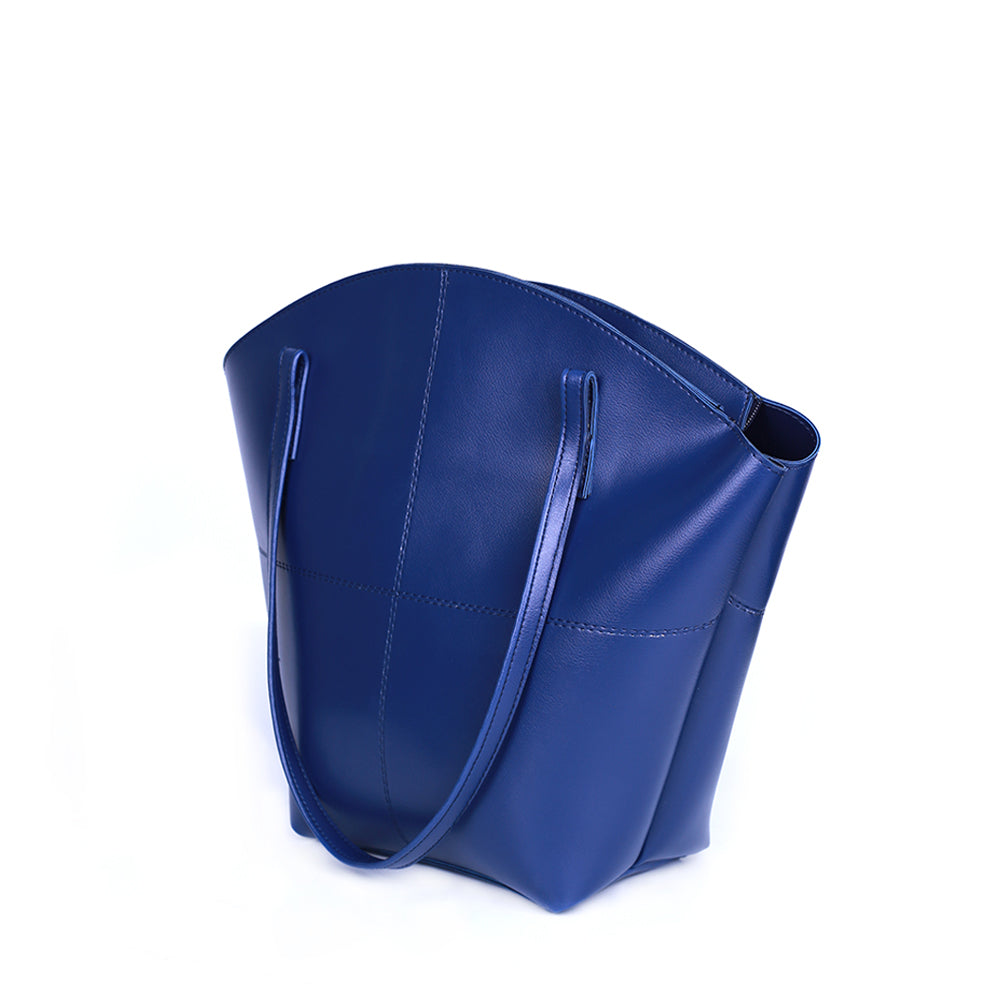 Alpha Blue PU Leather Tote Bag