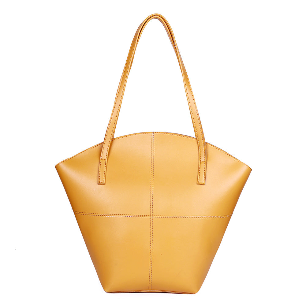 Alpha Yellow PU Leather Tote Bag