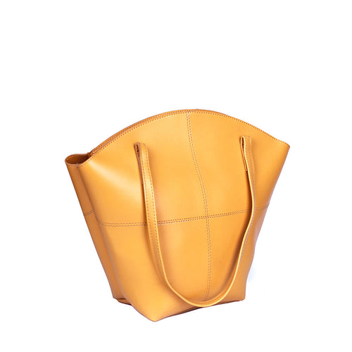 Alpha Yellow PU Leather Tote Bag