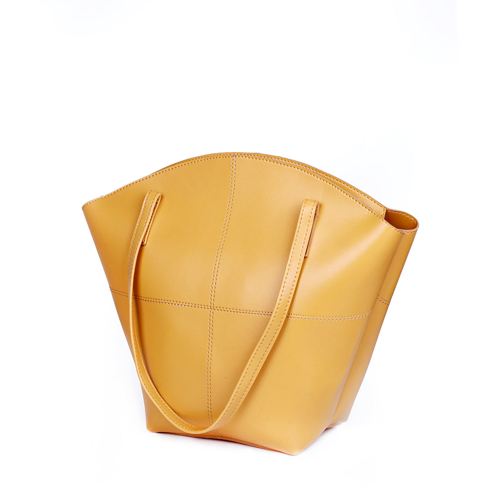 Alpha Yellow PU Leather Tote Bag