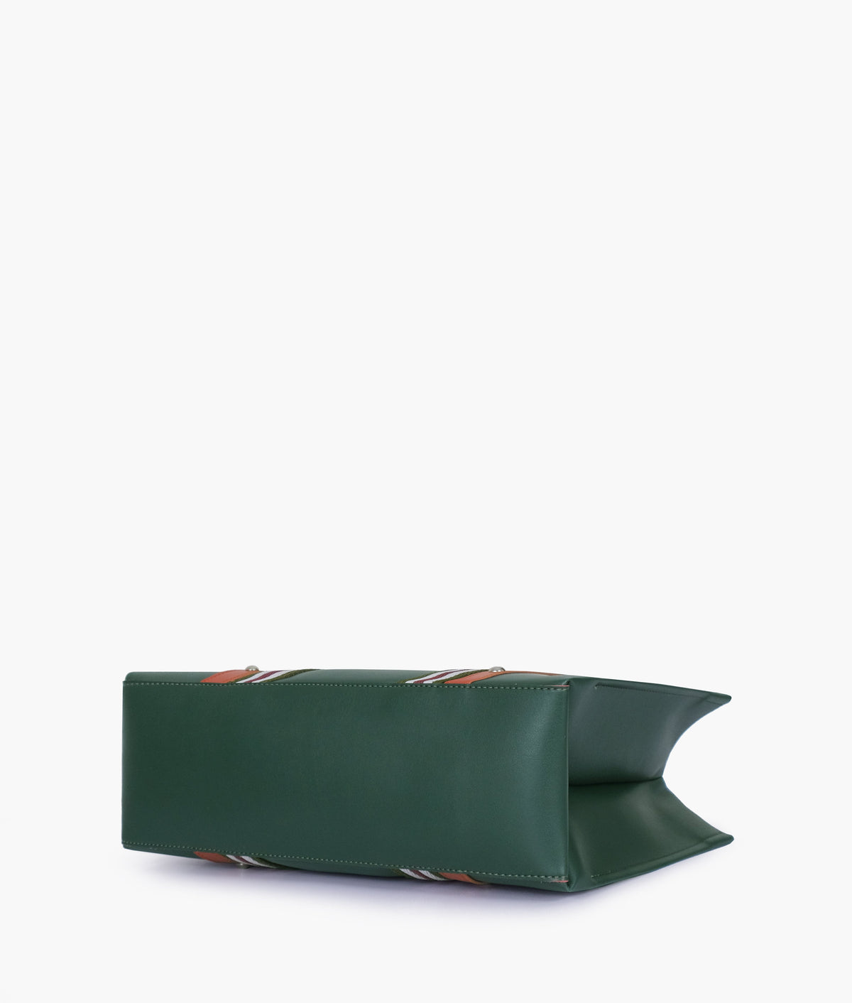 Army Green Faux Leather Tote Bag with Long Straps